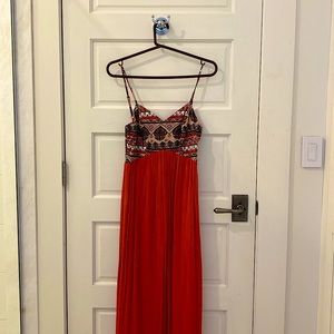 Orange print maxi dress